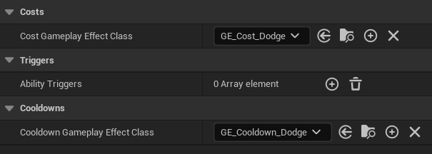 GA 中 Cost 与 Cooldown GameplayEffect 类指定