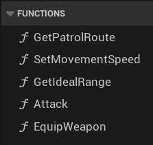 BPI_EnemyAI 蓝图接口定义 — 接口函数列表(SetMovementSpeed / EquipWeapon / ActiveComboGraph 等)